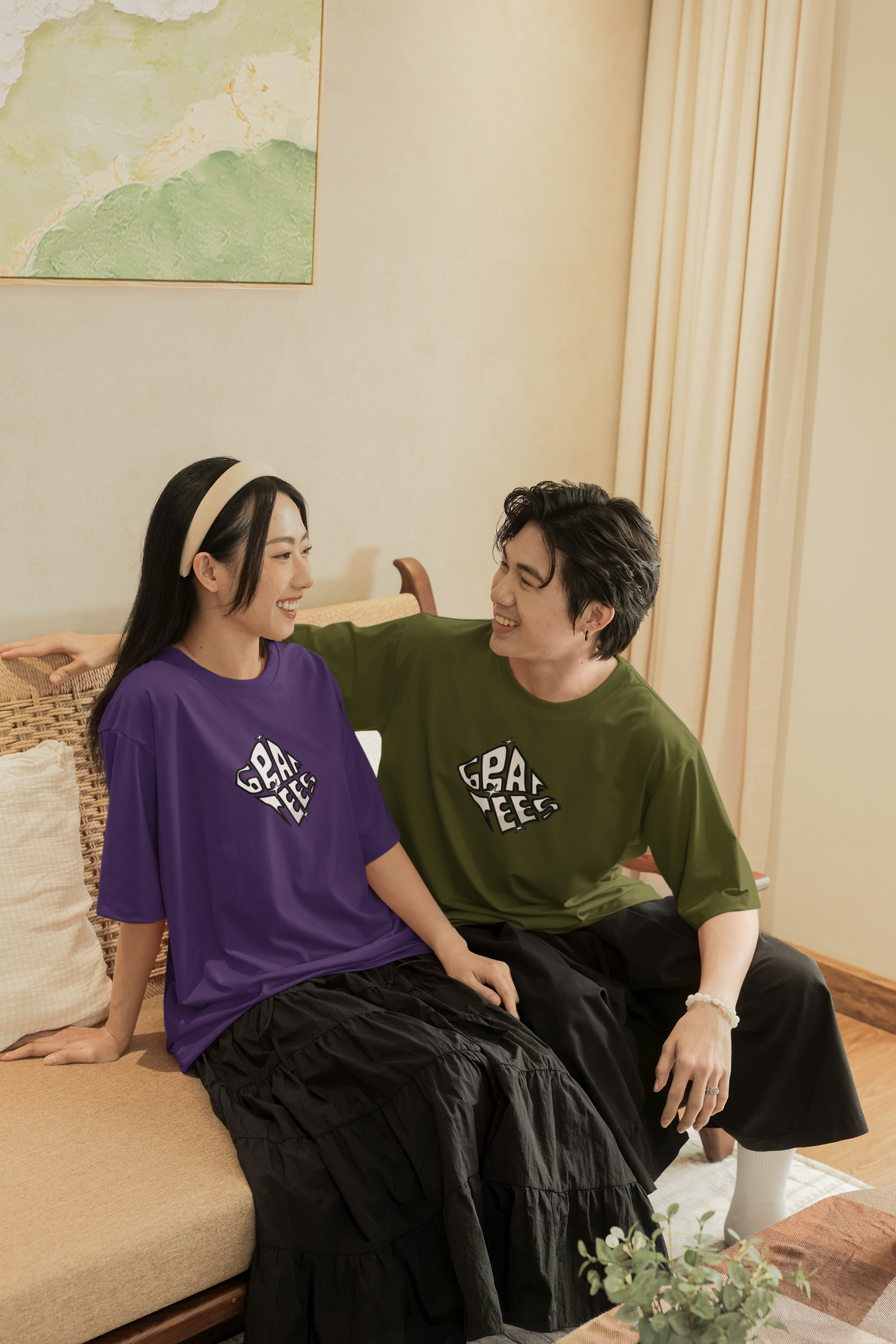 Good Vibes Only Floral Graphic Unisex Oversized T-Shirt