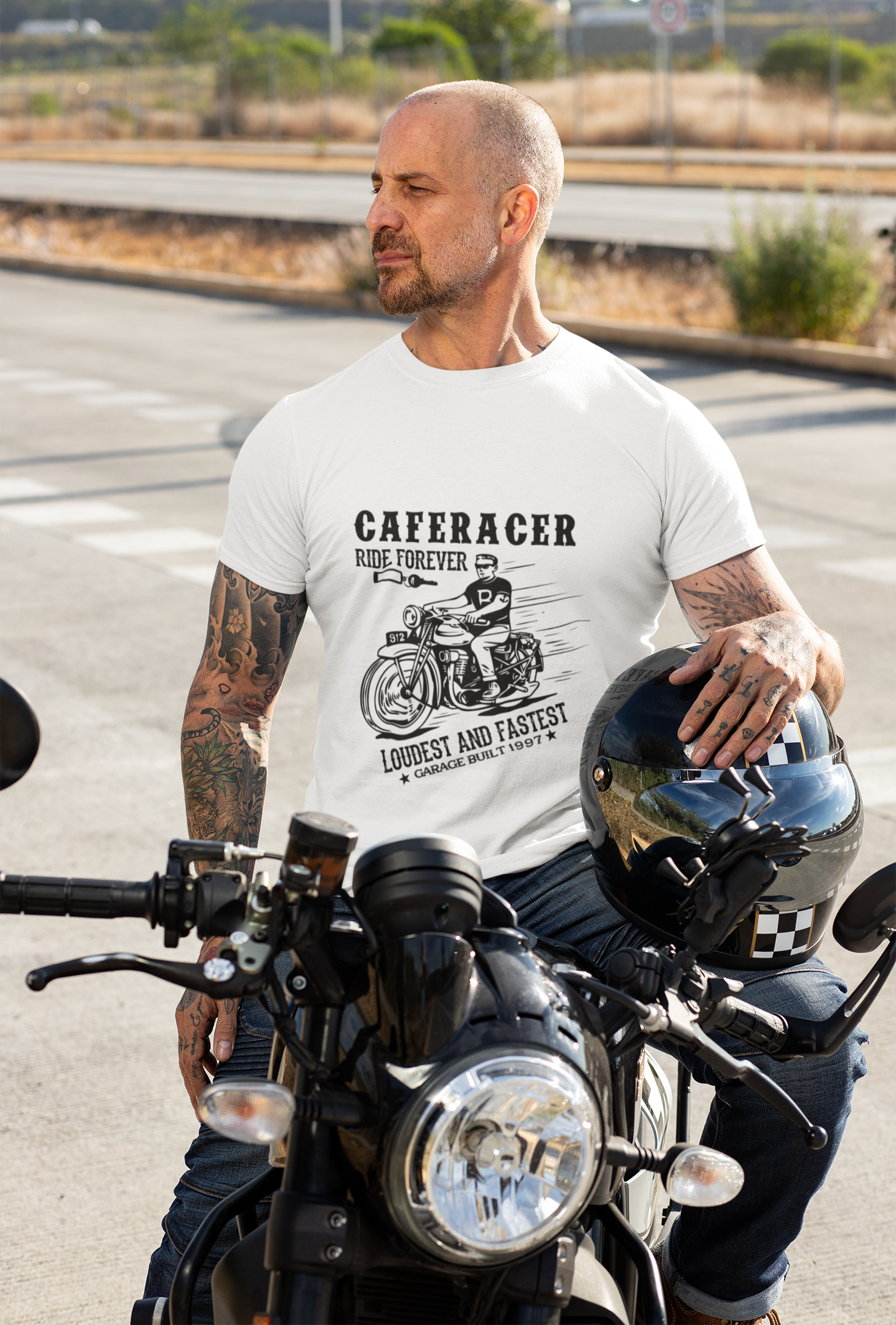 Cafe Racer Motorcycle Graphic T-Shirt