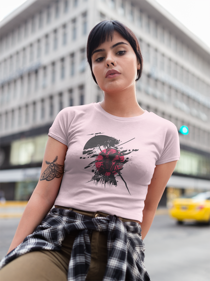 Stylish Samurai Graphic Crop Top for Women