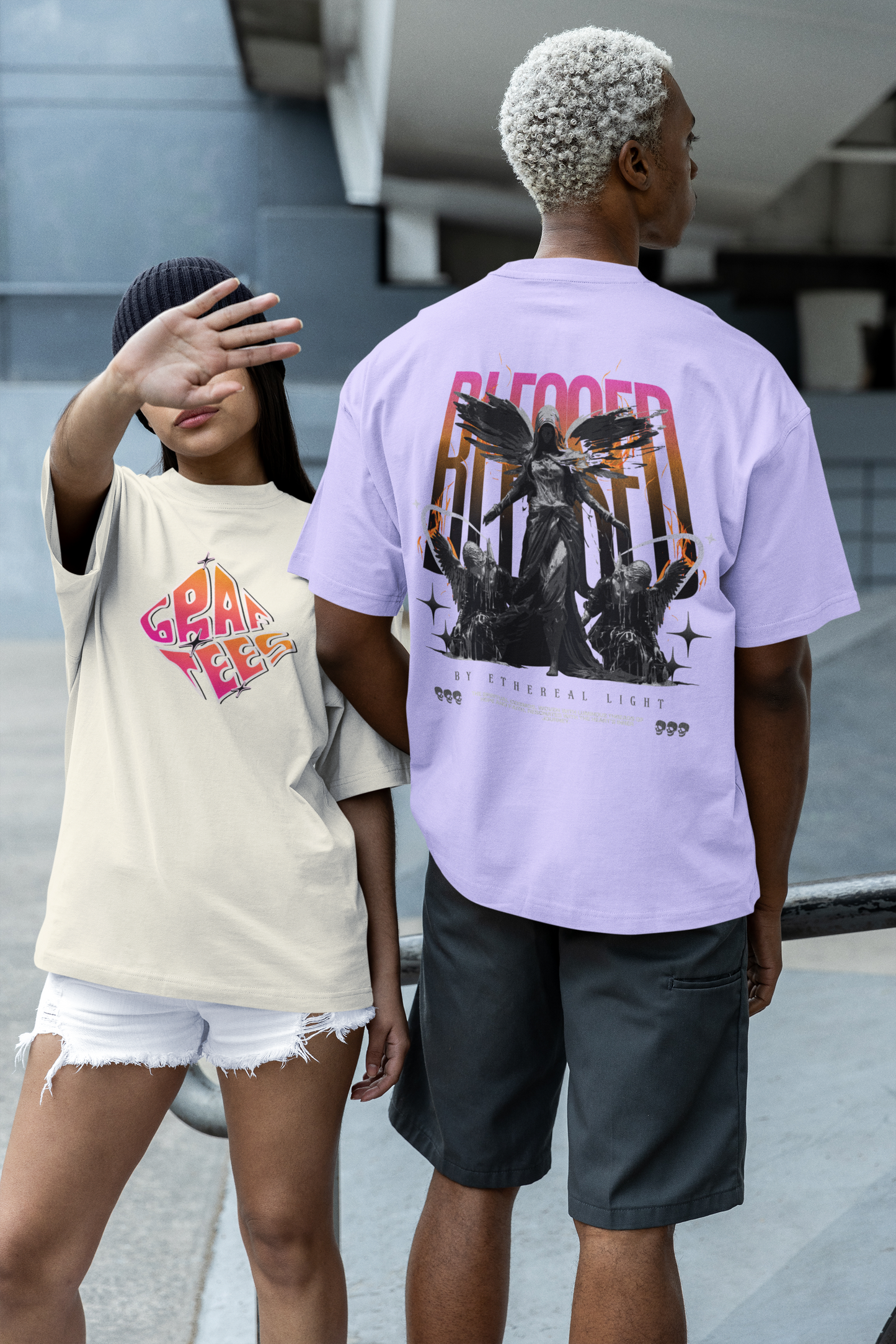 Blessed Angelic Graphic Unisex Oversized T-Shirt