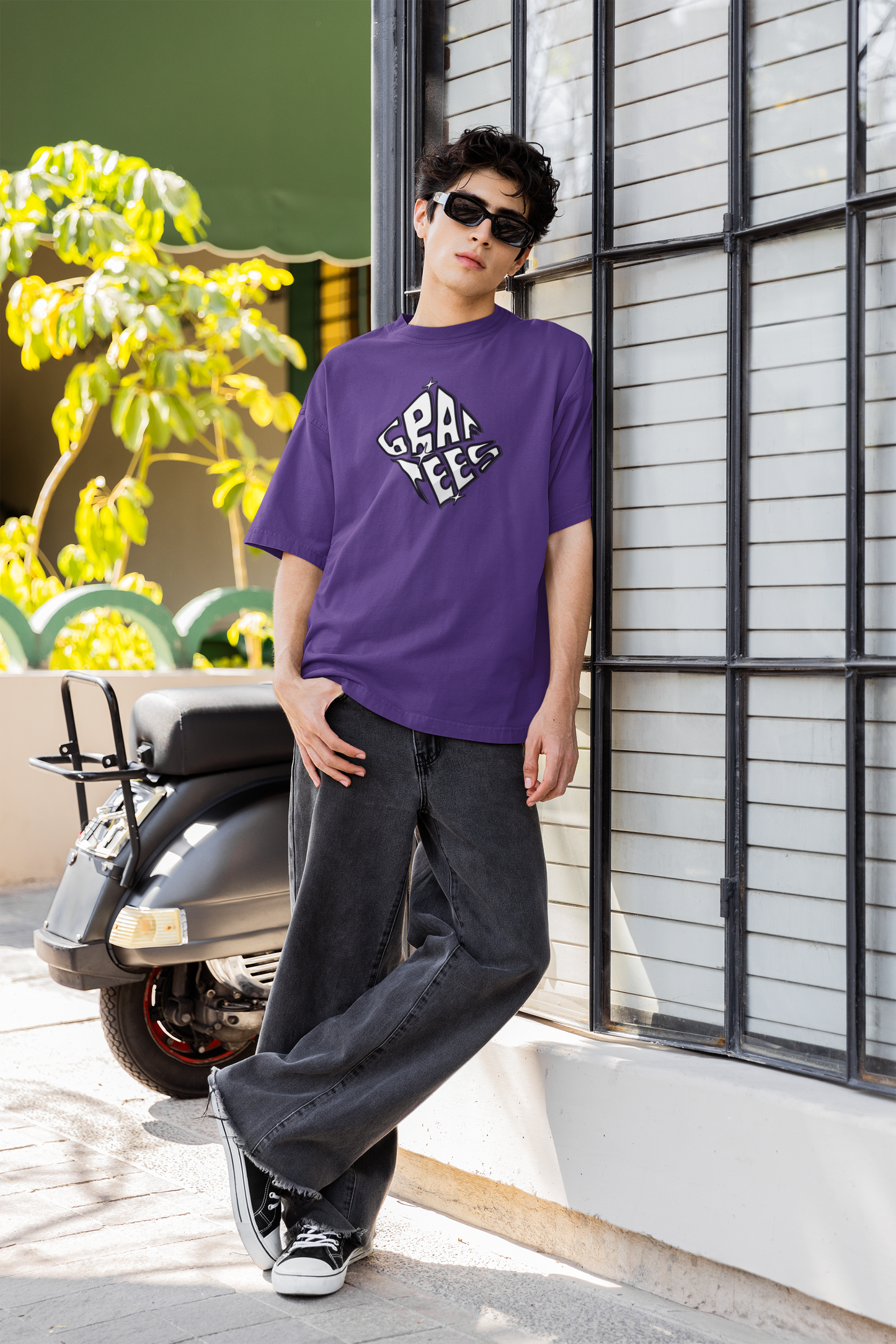 Good Vibes Only Floral Graphic Unisex Oversized T-Shirt