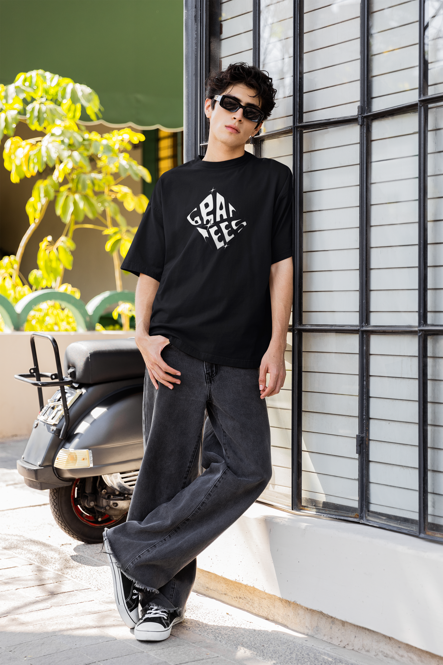 Good Vibes Only Floral Graphic Unisex Oversized T-Shirt