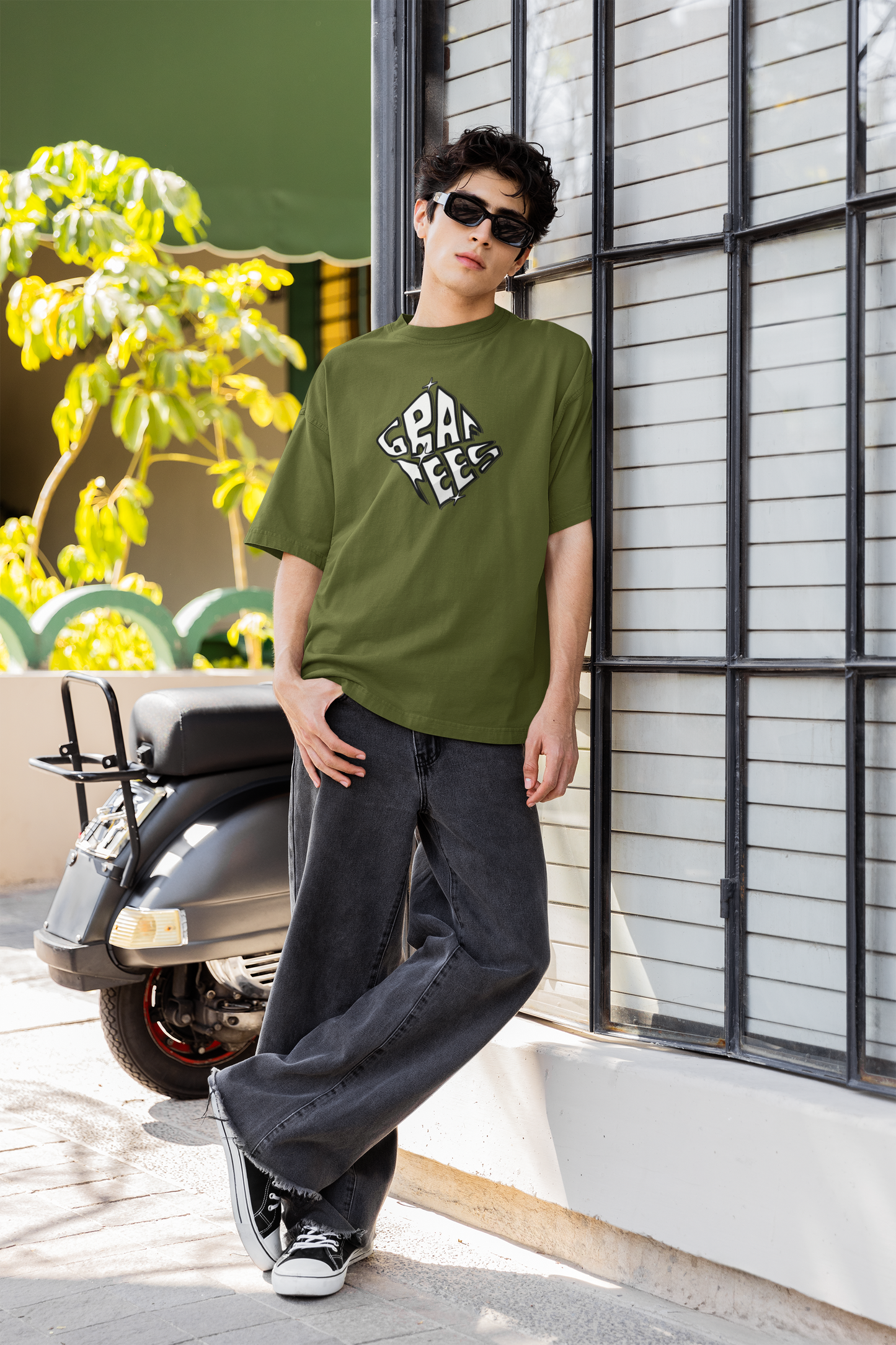 Good Vibes Only Floral Graphic Unisex Oversized T-Shirt