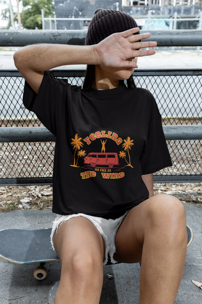 Feeling Free Retro Graphic Unisex Oversized T-Shirt