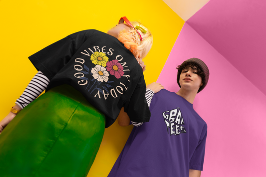Good Vibes Only Floral Graphic Unisex Oversized T-Shirt