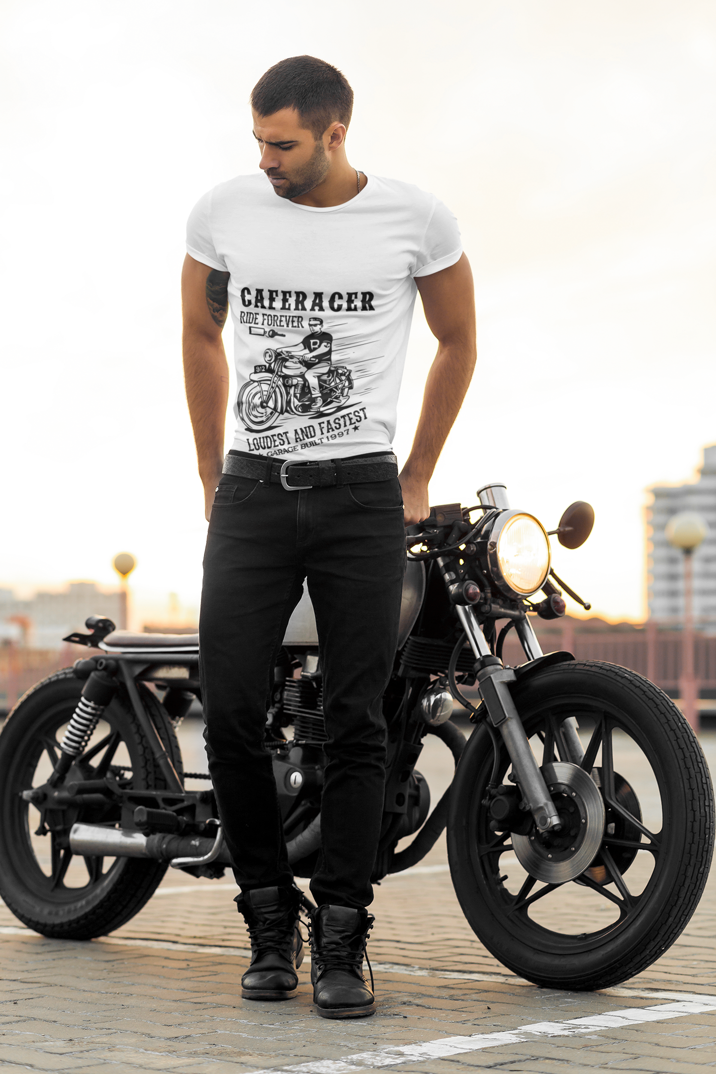 Cafe Racer Motorcycle Graphic T-Shirt